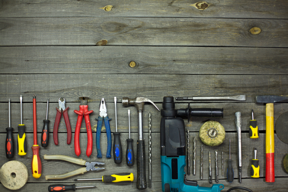 Tools,in,the,workshop.,on,the,table,are,tools,for
